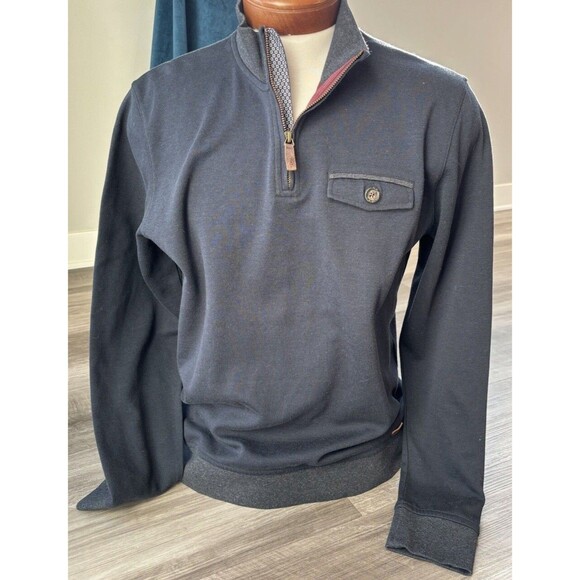 Ted Baker Mens Newbevy Navy Popover Sweater Size 5 US XL Slim Fit - Picture 1 of 5